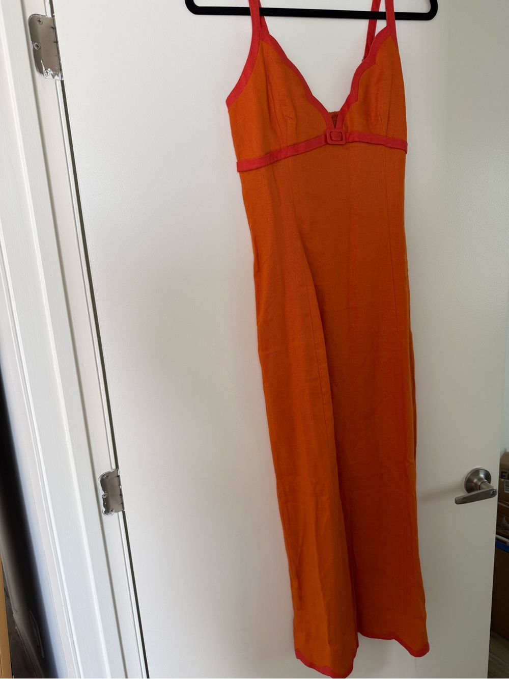 Reformation Sara Linen Dress Nectarine - 4 - Picture 11 of 11